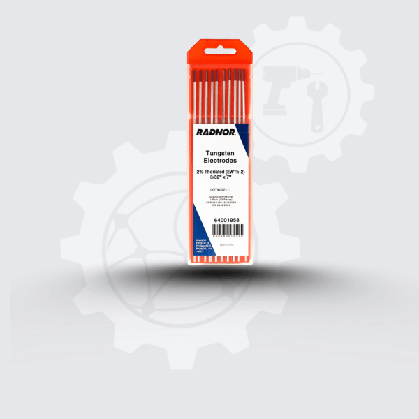 Electrodo Tungsteno, longitud 7", Pto Rojo, Torio 2%, RADNOR